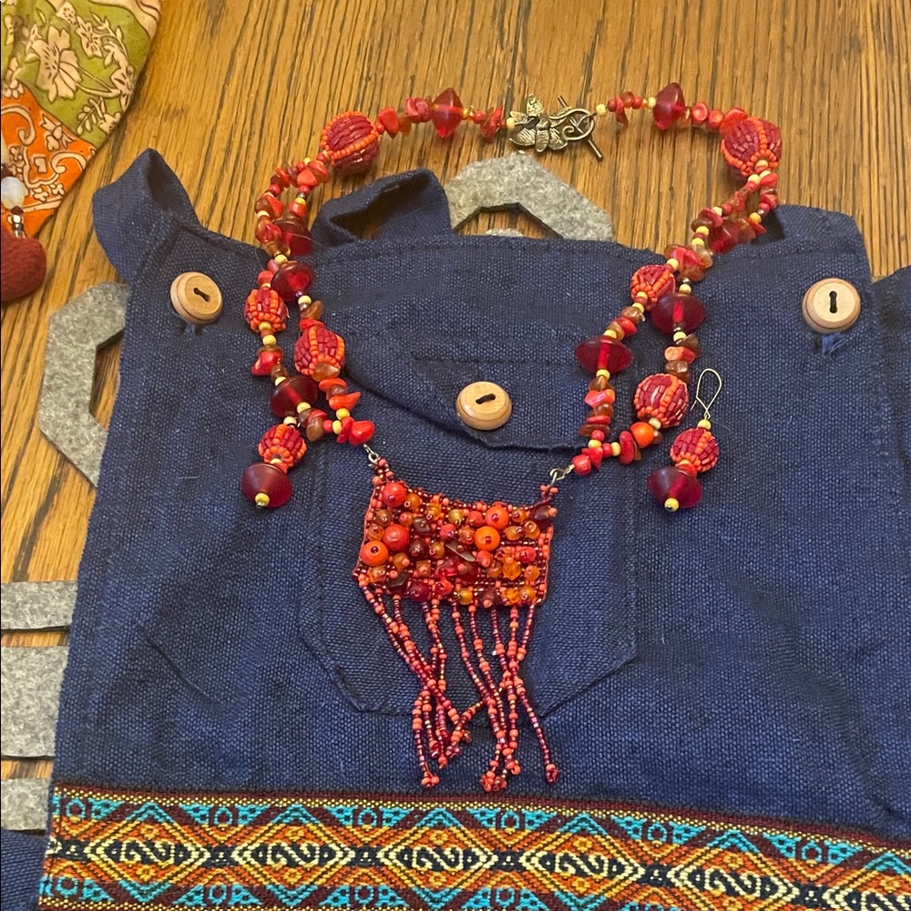 Handcrafted Red Beaded Necklace